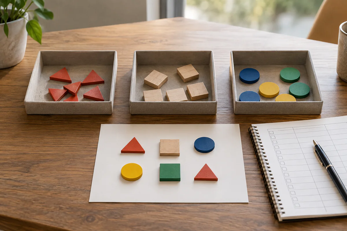 Different task shapes are sorted beside a simple evaluation grid