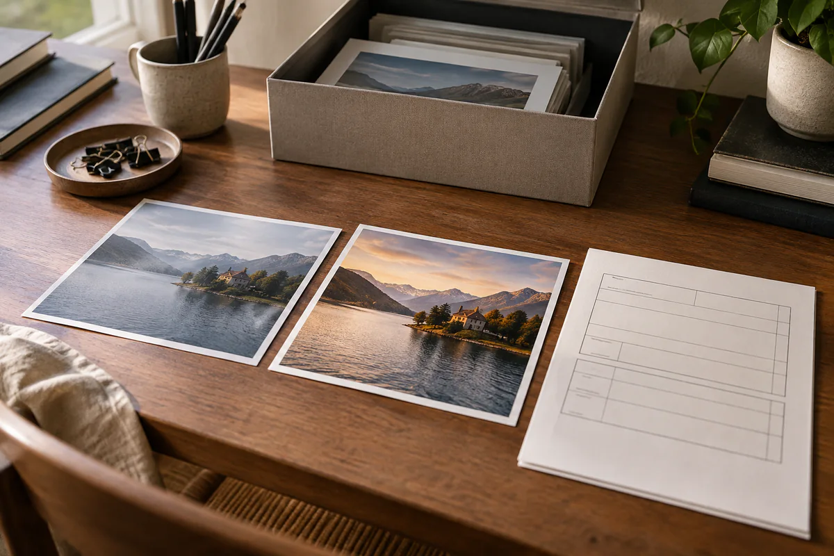Two image versions sit beside their source archive and a blank provenance record