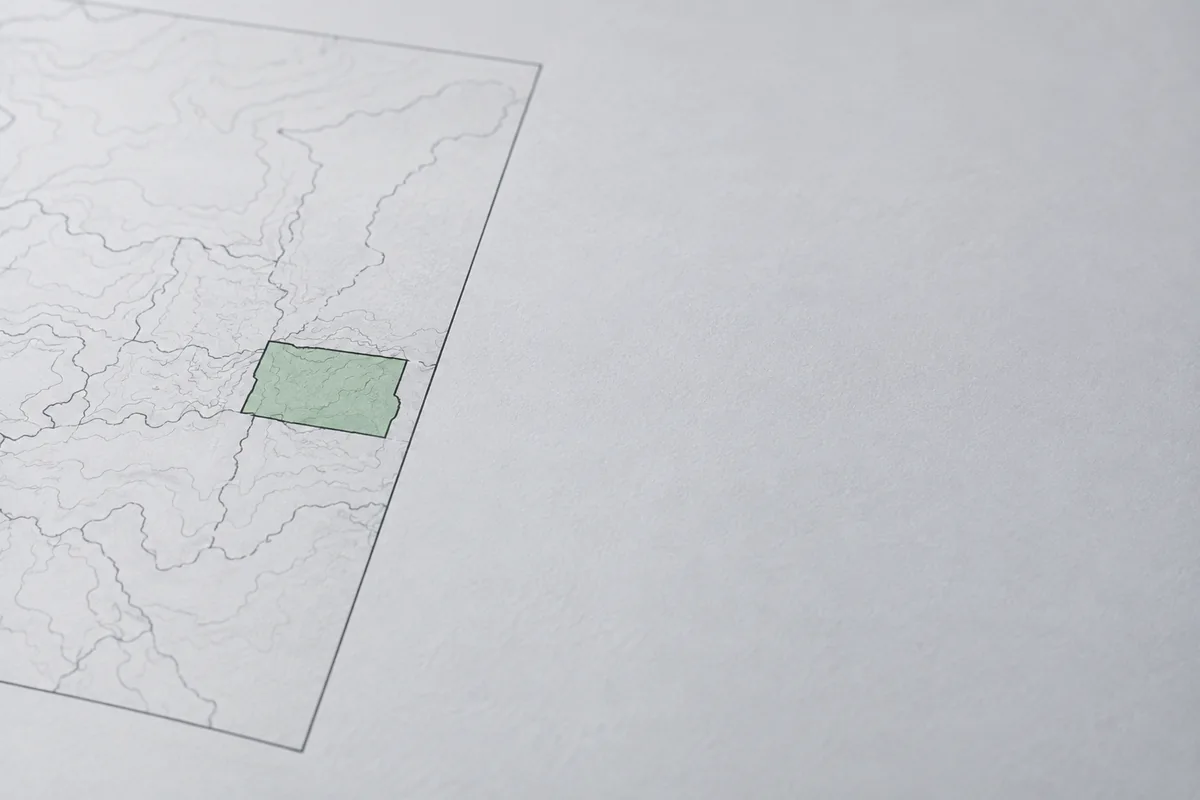 A small highlighted area within a much larger printed study diagram